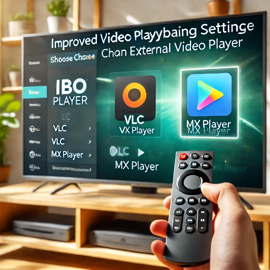 IBO Player Einstellungen zur Auswahl eines externen Players wie VLC oder MX Player im Wohnzimmer