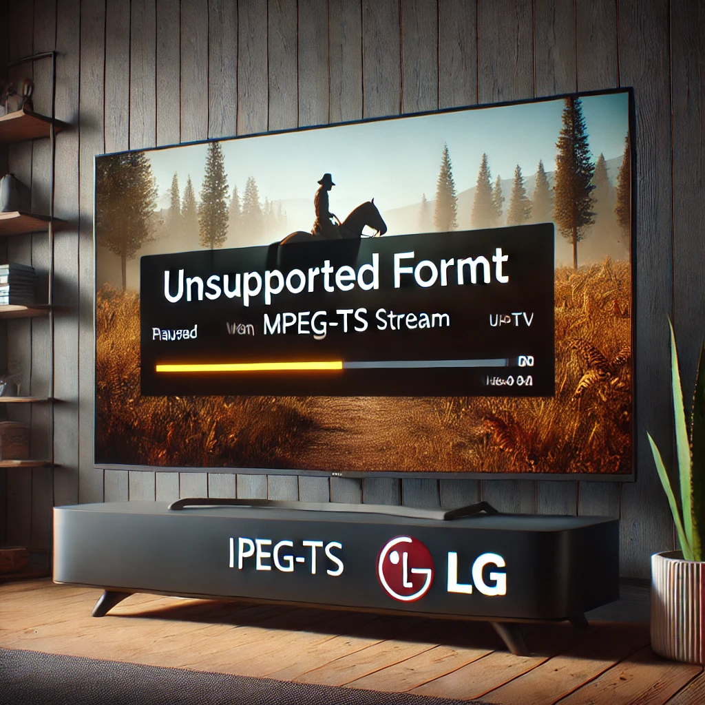 LG Smart-TV zeigt Fehlermeldung „Format nicht unterstützt“ bei MPEG-TS IPTV-Stream im Wohnzimmer