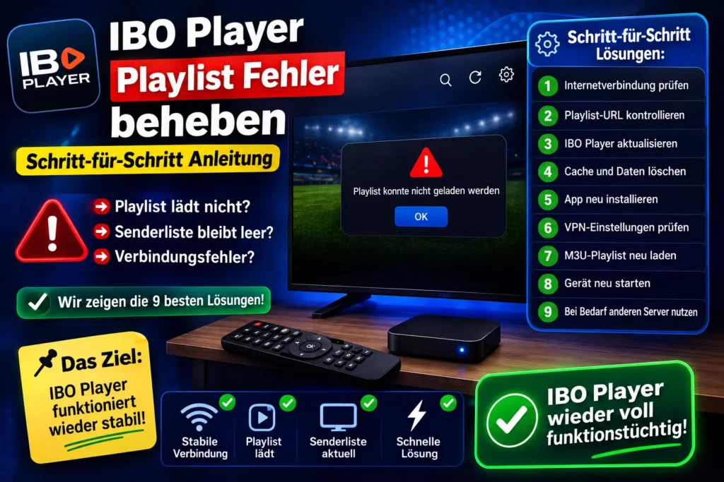 IBO Player Playlist Fehler beheben